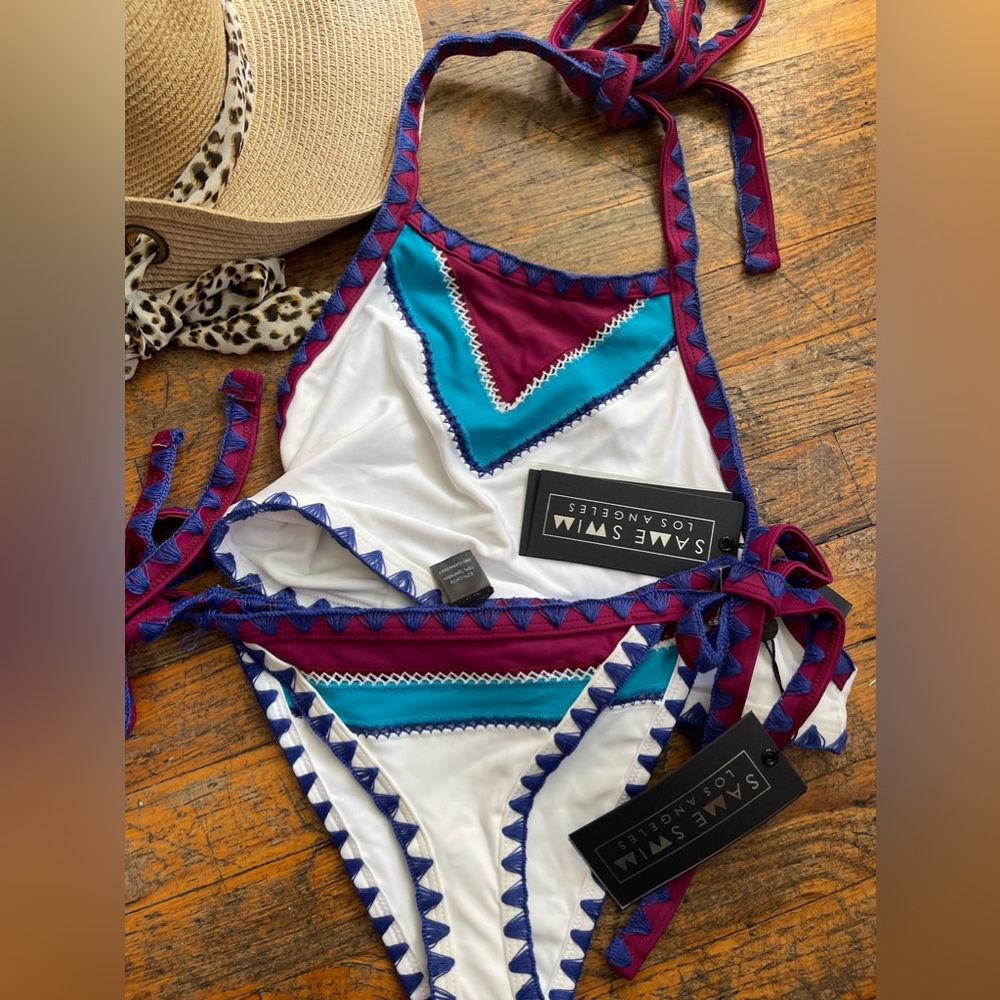 Halter bikini set ! Top is M/L and bottoms Small .